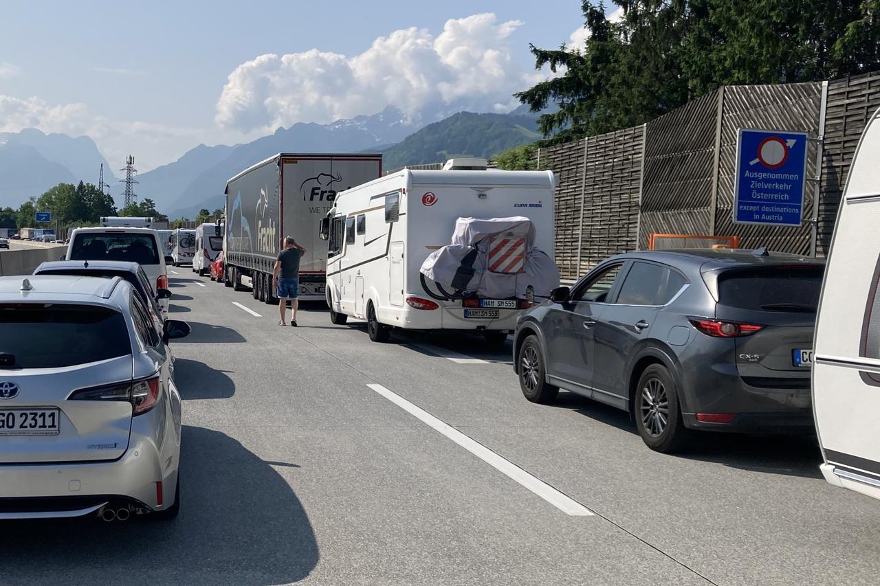 Traffic jam on the A10 Tauern freeway
