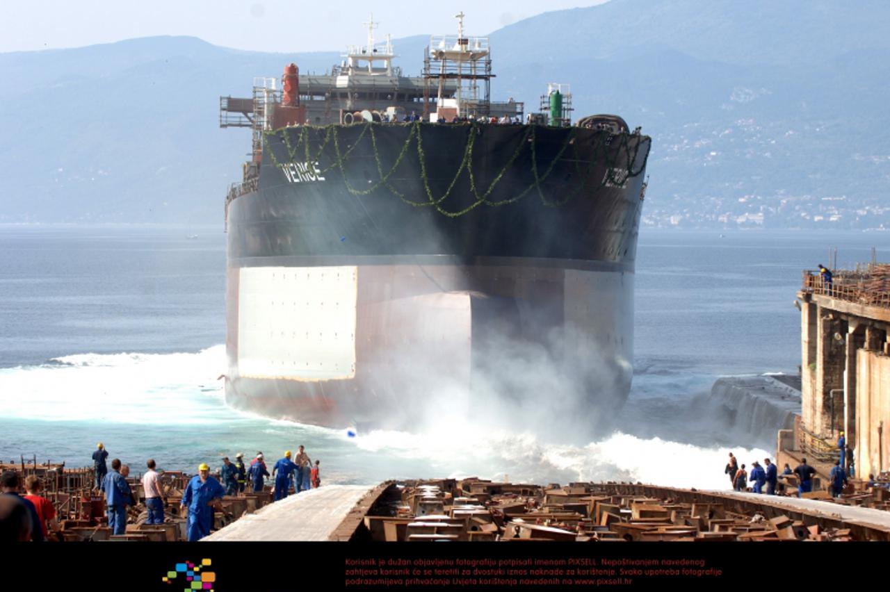 '19.09.2009., Rijeka - Tanker Verige porinut je u brodogradilistu 3 Maj za narucitelja Uljanik plovidba.  Photo: Goran Kovacic/VLM/PIXSELL'
