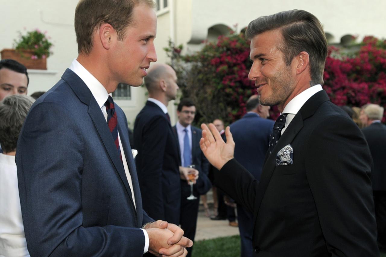 'Prince William, Duke of Cambridge, and football star David Beckham attend the Consul General Reception at the Hancock Park home of the British Consulate General on July 8, 2011 in Los Angeles, Califo