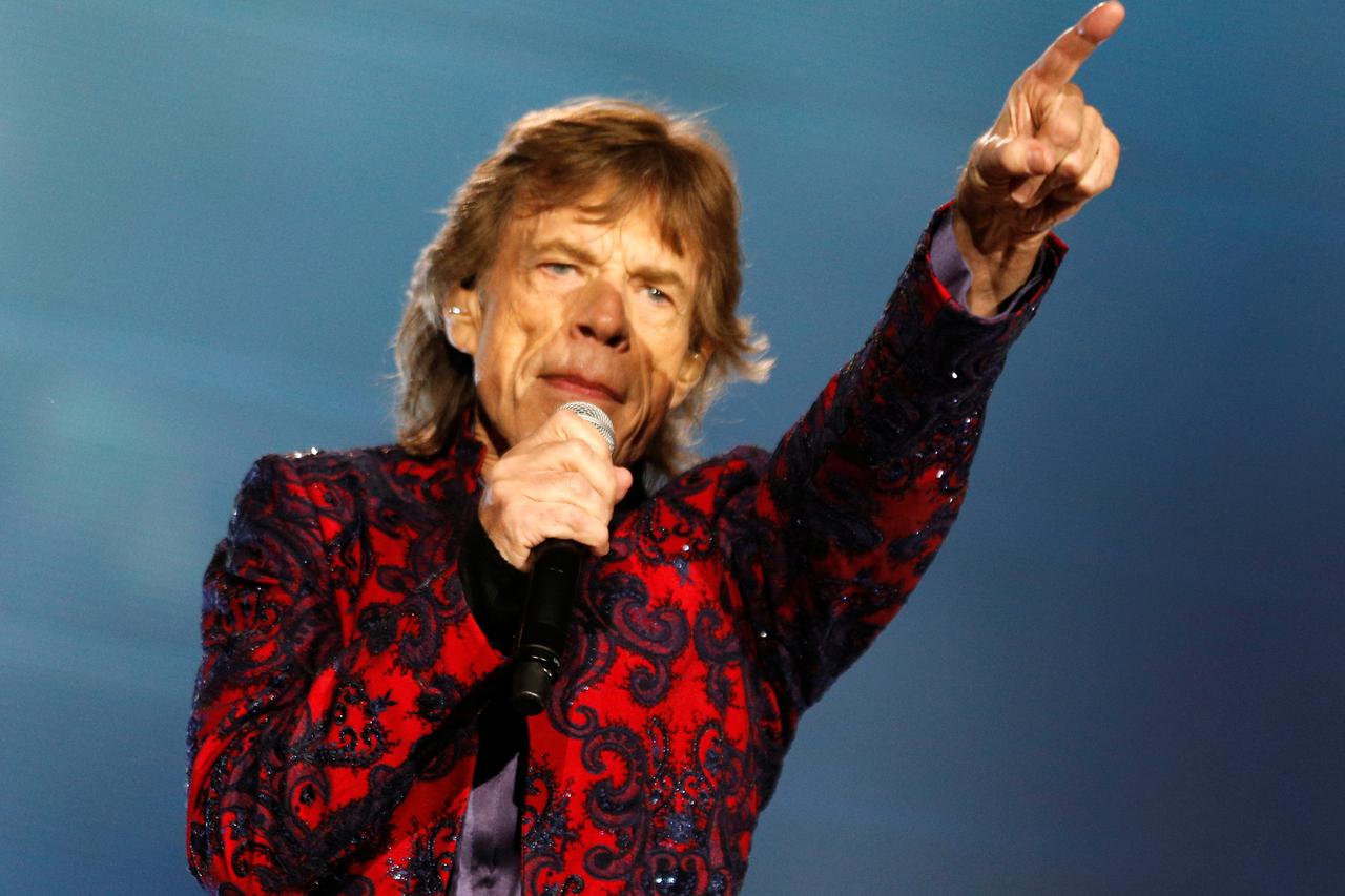 Mick Jagger of The Rolling Stones sings during their 