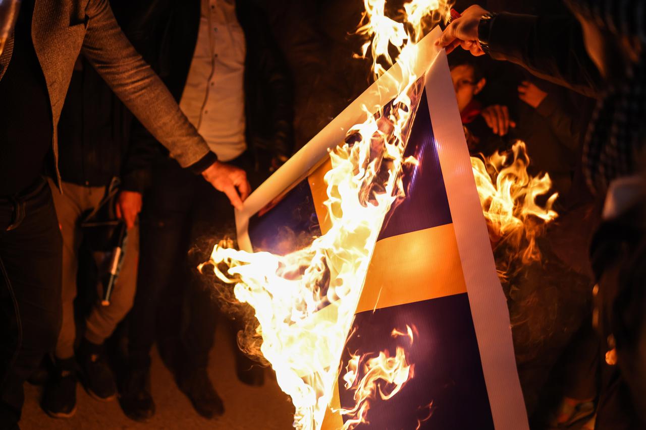 Protest against Sweden Quran burning in Syria