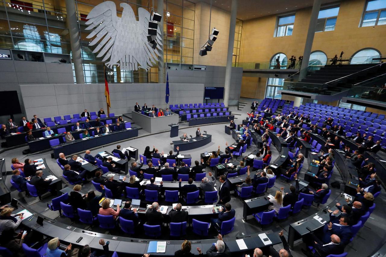Session of the German lower house of parliament or the Bundestag