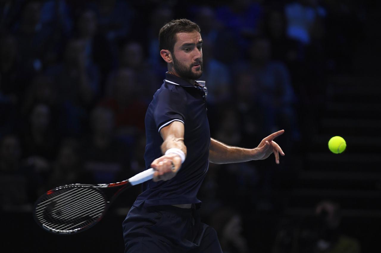 Britain Tennis - Barclays ATP World Tour Finals - O2 Arena, London - 16/11/16 Croatia's Marin Cilic in action during his round robin match with Switzerland's Stanislas Wawrinka Reuters / Toby Melville Livepic EDITORIAL USE ONLY.