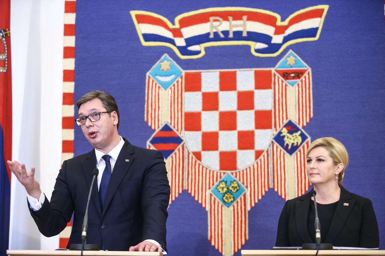 Izjave za medije nakon sastanka predsjednice Grabar-Kitarović s kolegom Vučićem