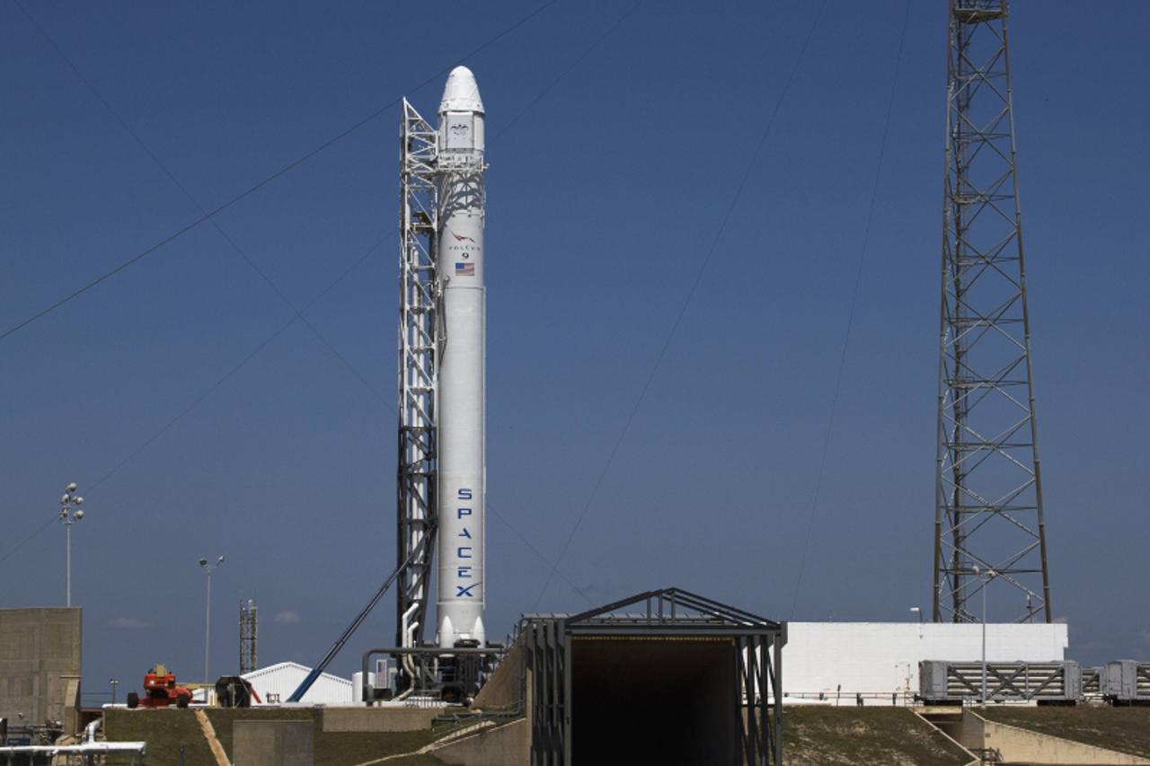 'The SpaceX Falcon 9 test rocket is being prepared for launch from Complex 40 at the Cape Canaveral Air Force Station in Florida May 18, 2012. An Obama administration plan to cut the cost of spaceflig