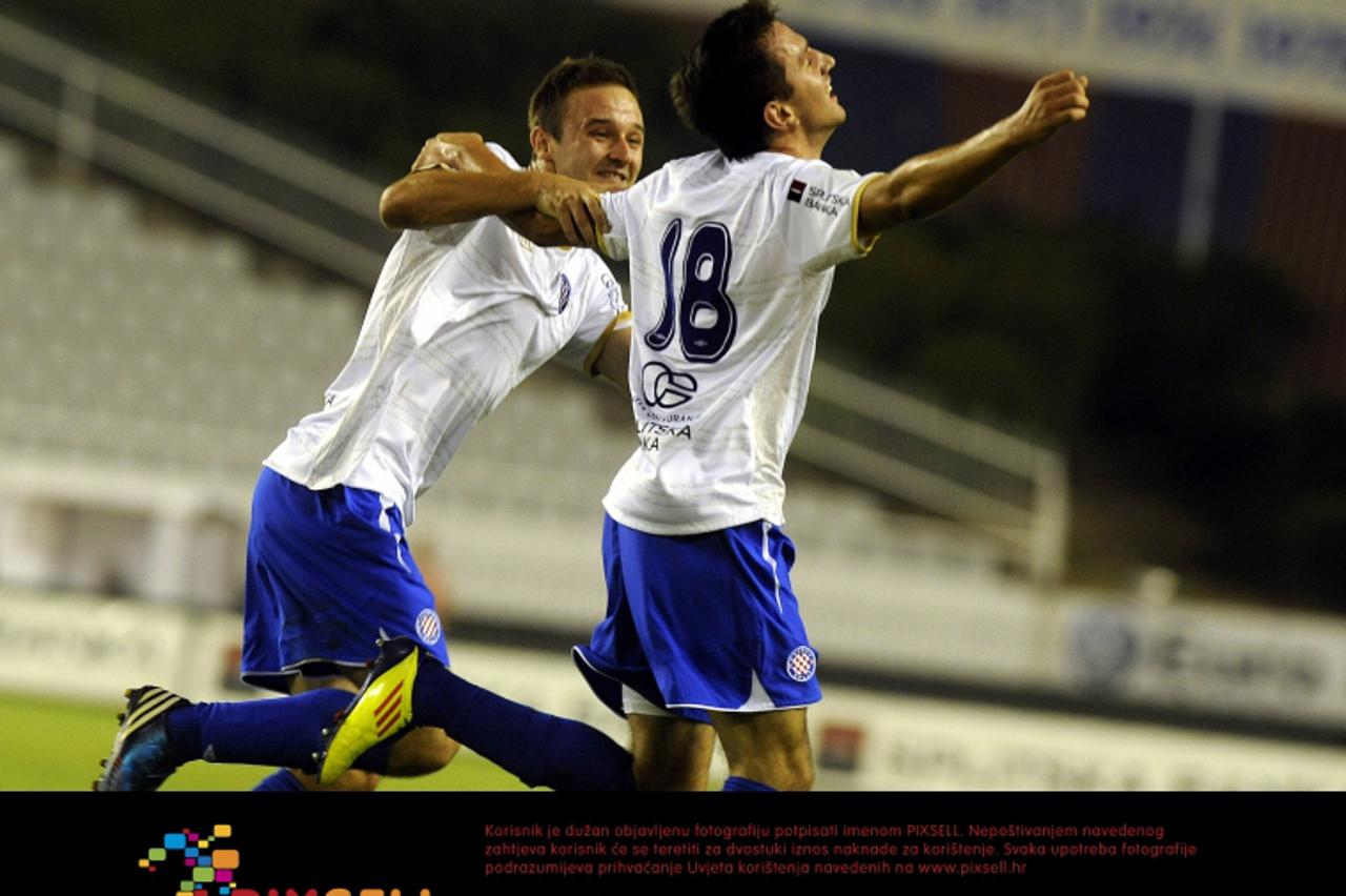'26.08.2012., Stadion Poljud, Split - MAXTV Prva liga, 6. kolo, HNK Hajduk - NK Osijek. Mijo Caktas i Goran Jozinovic. Photo:Tino Juric/PIXSELL'