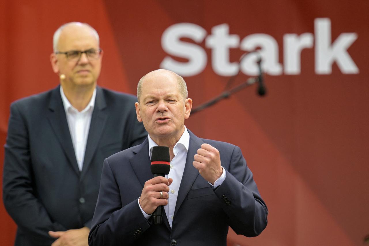 German Chancellor Olaf Scholz campaigns ahead of state elections in Bremen