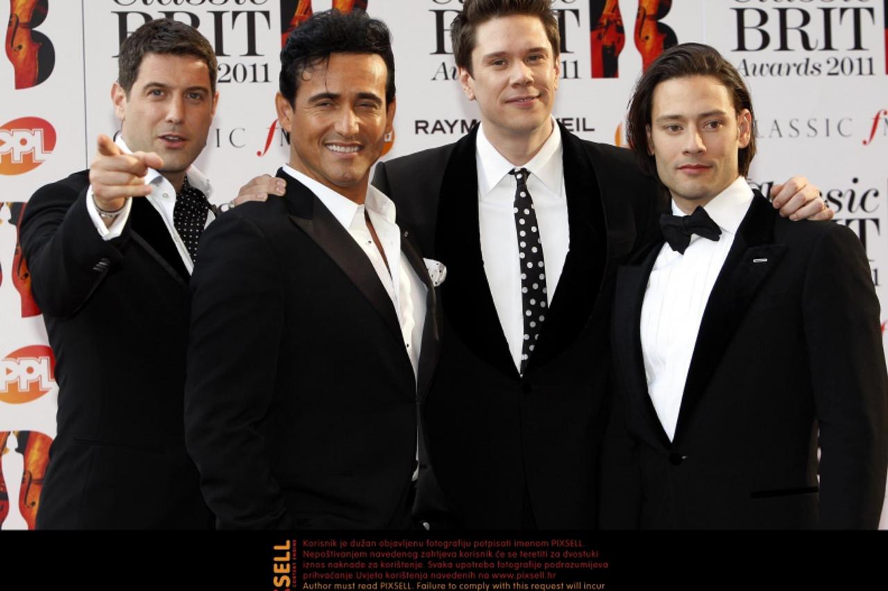 'Il Divo arrive at the Classic BRIT Awards 2011, at the Royal Albert Hall, in central London. Photo: Press Association/Pixsell'