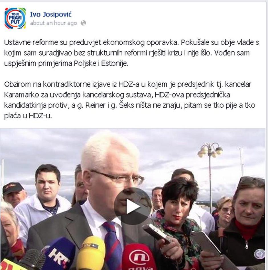 Ivo Josipović,Facebook