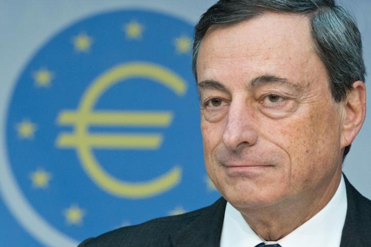 'Mario Draghi, President of the European Central Bank (ECB), takes part in the ECB press conference in Frankfurt Main, Germany, 01 August 2013. The interest rate has remained at the record low level o