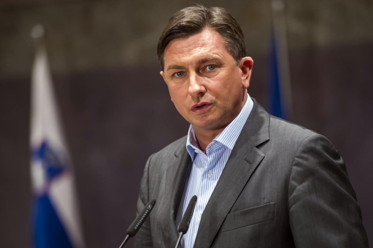'A picture taken on January 28, 2012 shows Borut Pahor, former Slovenian Prime Minister, speaking to the press in Ljubljana. Borut Pahor on June 2, 2012 announced he would candidate to the presidentia