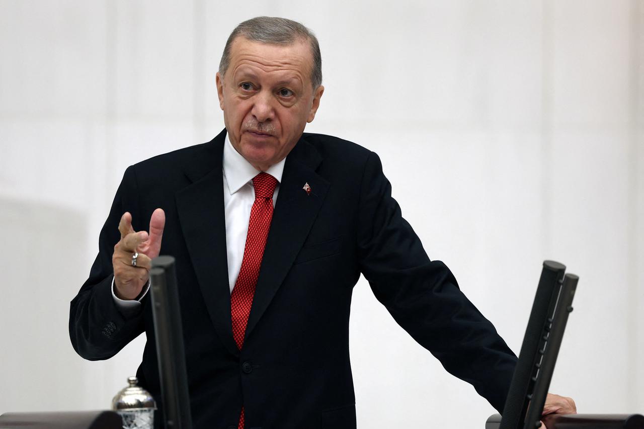 Turkey's President Tayyip Erdogan addresses members of parliament in Ankara