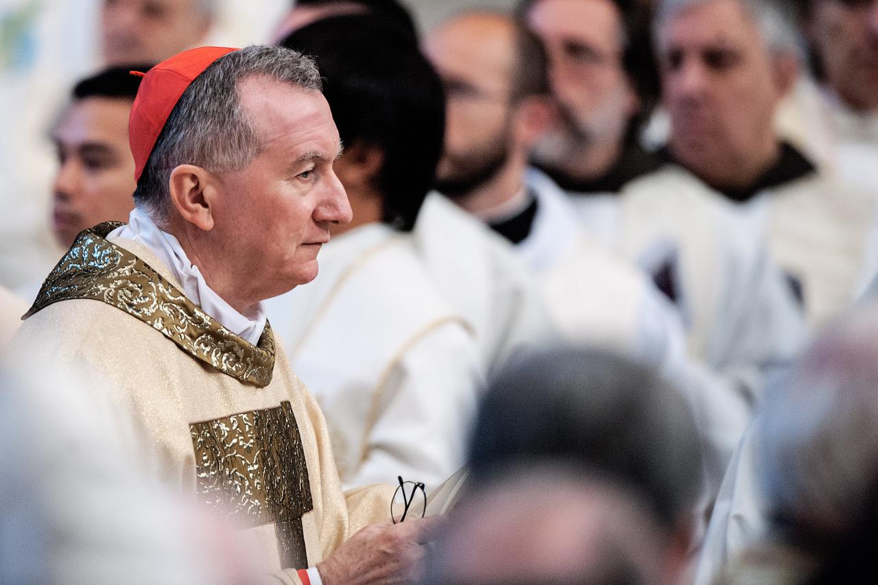 April 17, 2014: Card. Pietro Parolin arrives during a Chrism Mass in St. Peter's Basilica at the Vatican