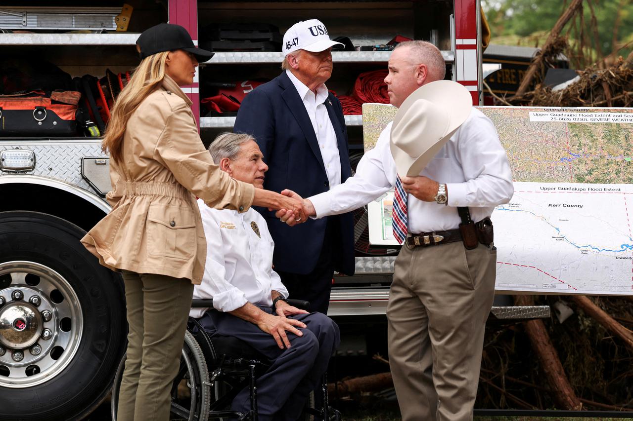 U.S. President Donald Trump visits flood affected areas of Texas