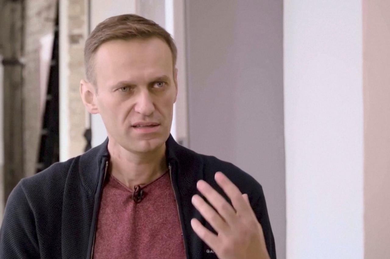 Russian opposition politician Navalny attends an interview with a prominent Russian YouTube blogger in Berlin