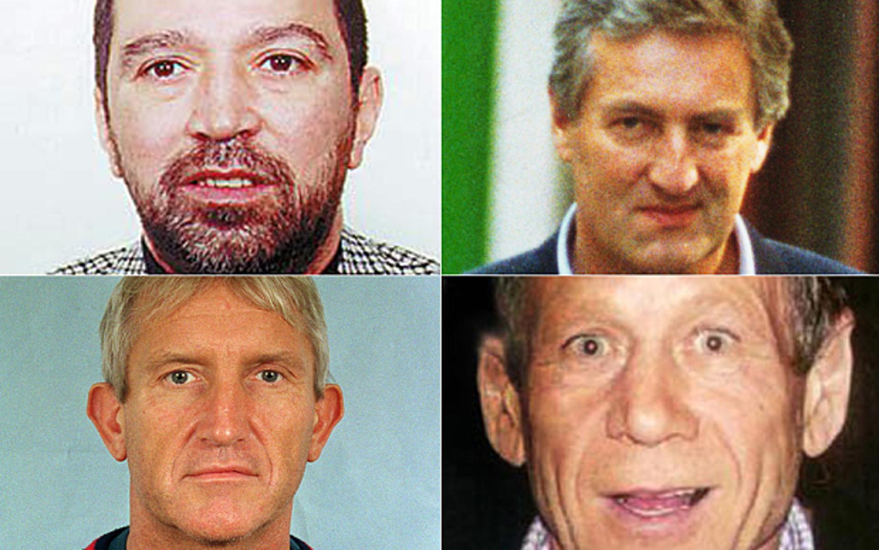 Solly Nahome (gore lijevo), Kenneth Noye (dole lijevo), George Francis (dole desno) i Brian Perry (gore desno)