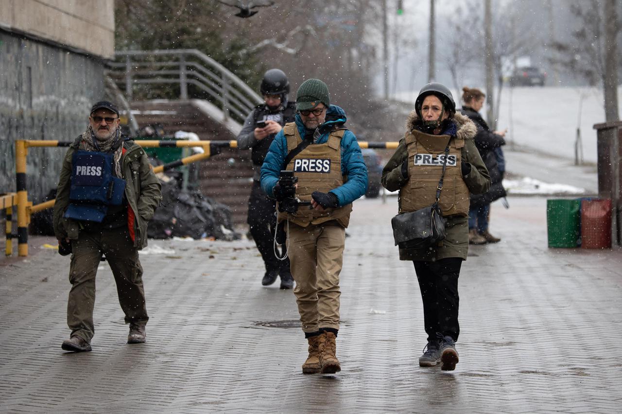 War Journalists Works In The City Center - Kyiv