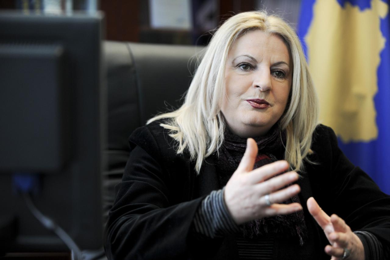 \'Kosovo\'s Deputy Prime Minister and chief negotiator for the talks with Serbia Edita Tahiri speaks during an interview with AFP in Pristina on March 1, 2011. Kosovo is working with international med