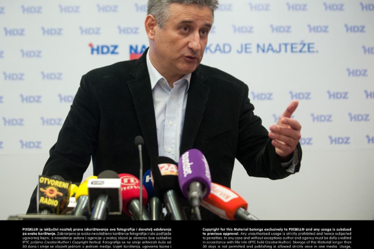 '20.11.2012., Trg Zrtava Fasizma, Zagreb - Konferencija za medije HDZ-a povodom izrecene presude Ivi Sanaderu. Tomislav Karamarko.  Photo: Daniel Kasap/PIXSELL'