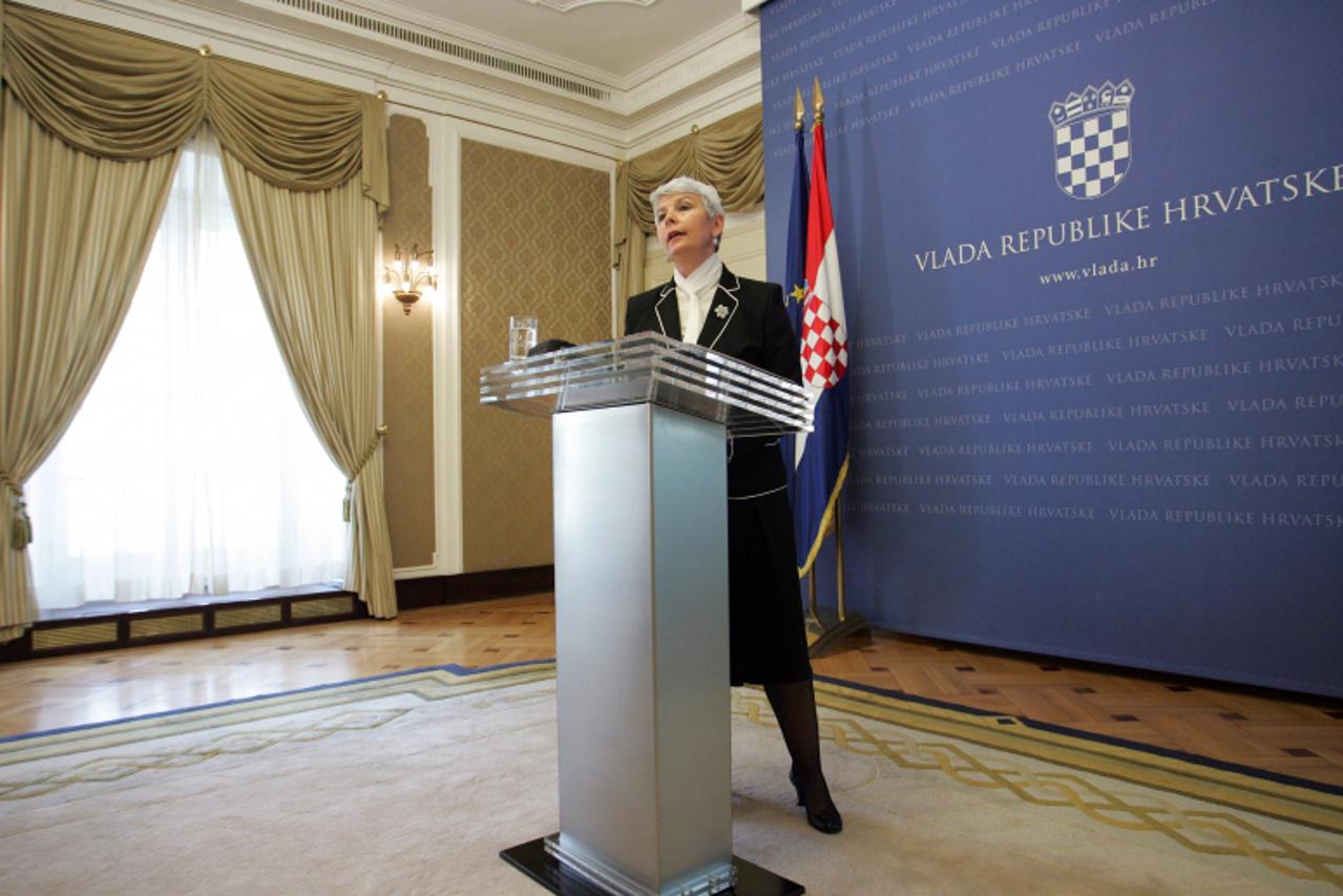 '19.04.2010., Trg svetog Marka 2, Zagreb - Vlada Republike Hrvatske, Predsjednica Vlade Jadranka Kosor predstavila Program gospodarskog oporavka. Photo: Sanjin Strukic/PIXSELL'