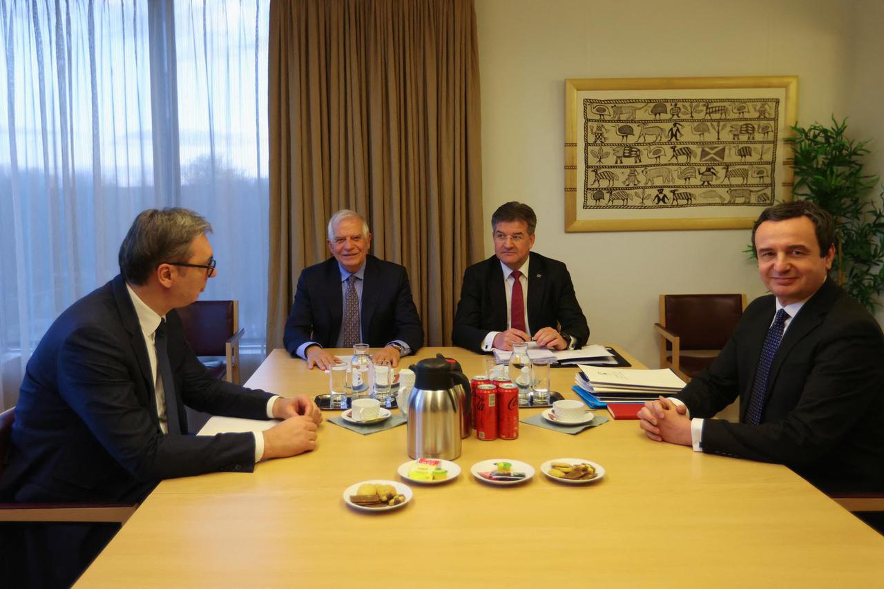 Serbian President Vucic, Kosovar PM Kurti and EU foreign policy chief Borrell attend talks in Brussels