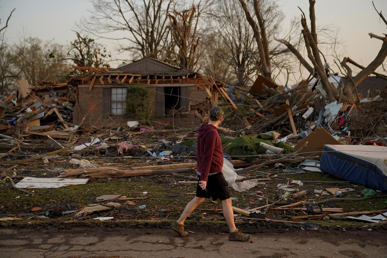 Aftermath of tornado in Wynne, Arkansas