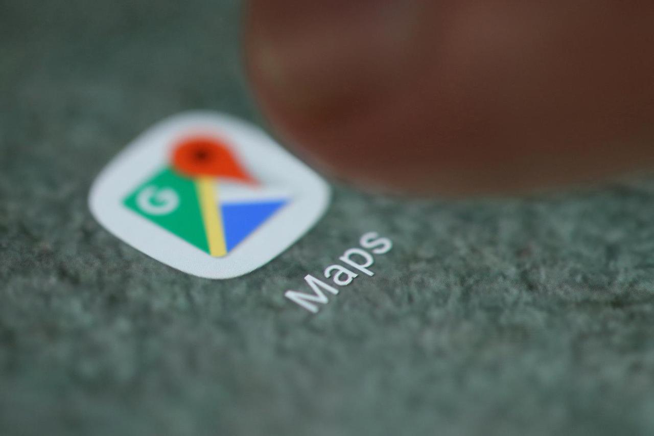 FILE PHOTO: The Google Maps app logo is seen on a smartphone in this illustration