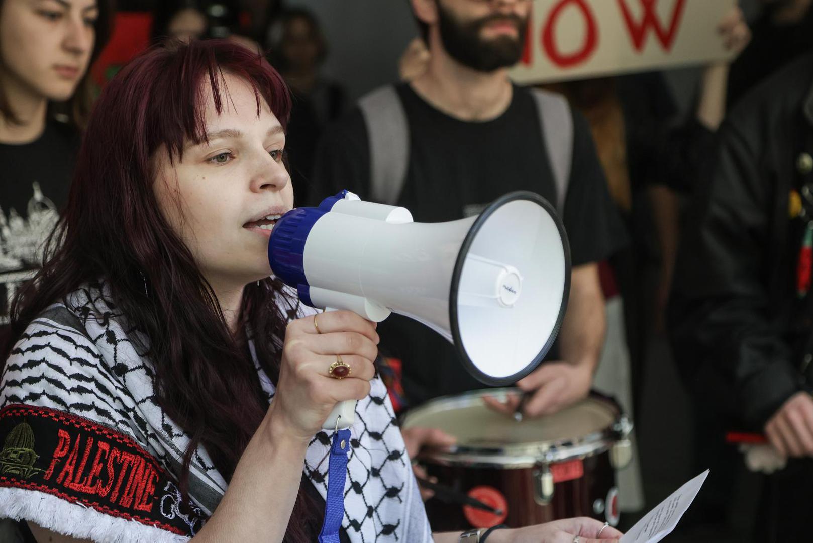 24.04.2026., Zagreb - Zbog posjeta u tajnosti Idda Netanyahua, brata izraelskog premijera, klub studenata organizirao je prosvjed u suradnji sa drugim organizacijama i skupinama ispred Fakulteta politickih znanosti u Lepusicevoj ulici.  Photo: Marko Seper/PIXSELL