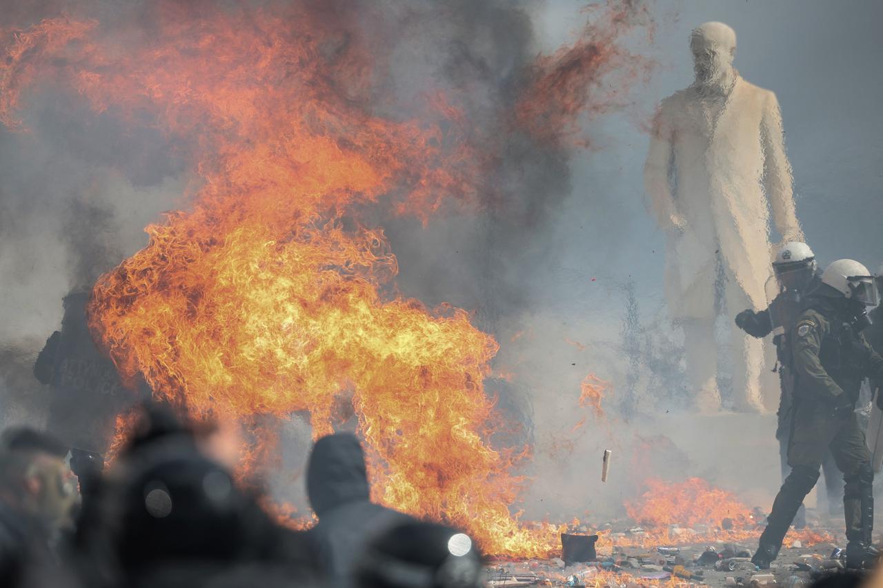 Greeks strike and protest on anniversary of deadly train crash