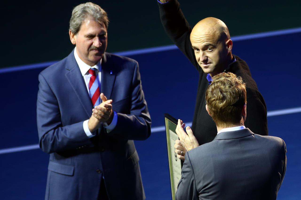 27.11.2016., Arena Zagreb, Zagreb - Finale Davis kupa, Hrvatska - Argentina, Marin Cilic - Juan Martin Del Potro. David Haggerty, Marin Ljubicic. Photo: Slavko Midzor/PIXSELL