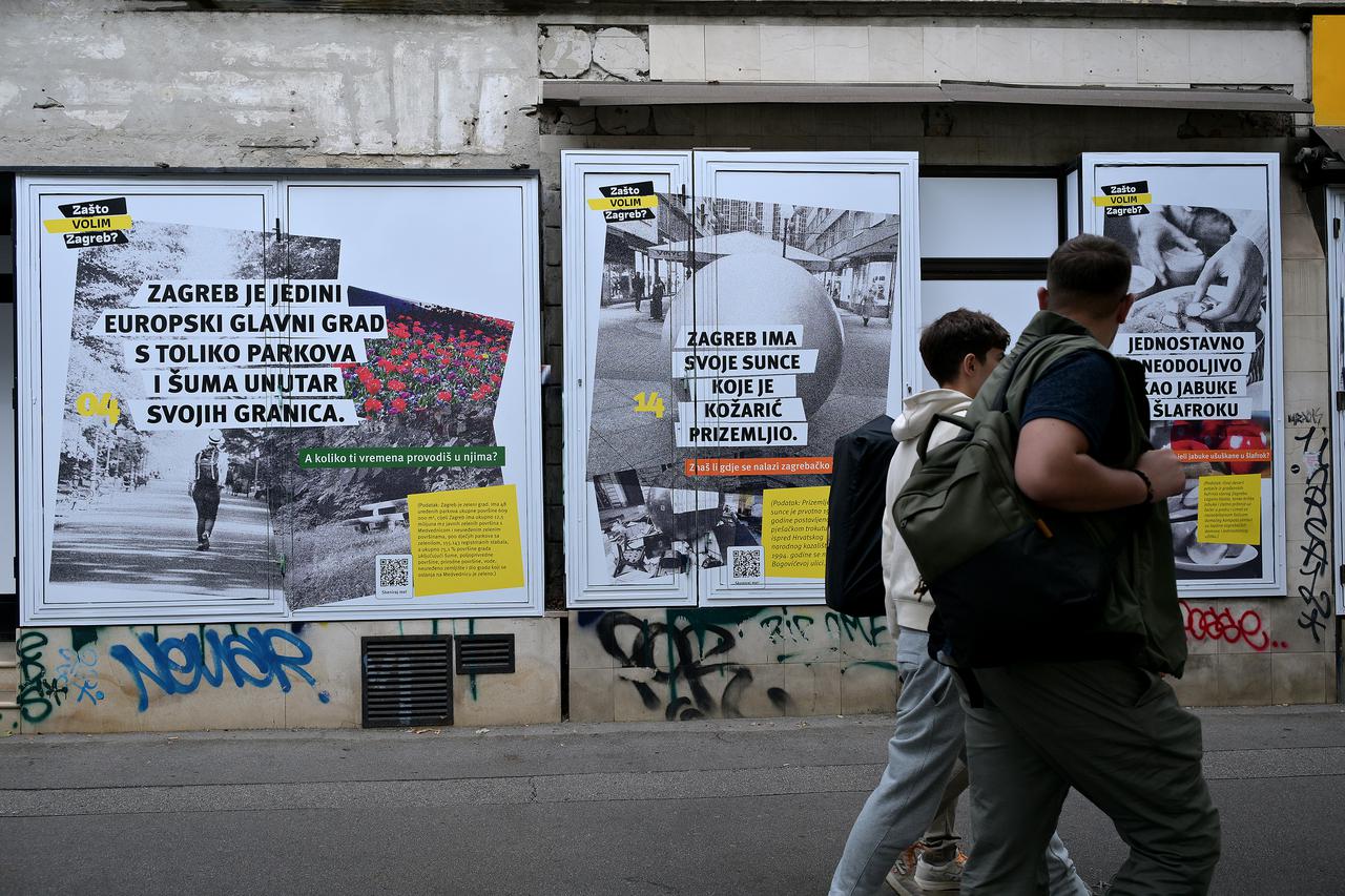 Zagreb: Napušteni izlozi oblijepljeni plakatima u sklopu projekta "Zašto volim Zagreb"