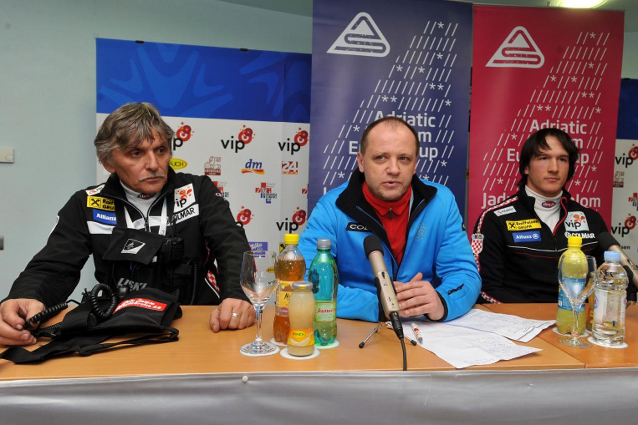 '04.01.2011., Sljeme, Zagreb, Hrvatska -  Novinska konferencija hrvstkih skijasa na Snow Queen Trophy za FIS Svjetski kup. Najava Adriatic Europa slalom  Nenad Eror, Davor Stimac, Dalibor Samsal Photo