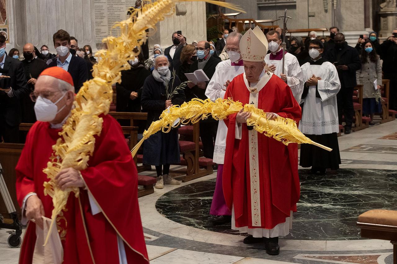 Pope Francis holds mass on Palm Sunday at the Vatican
