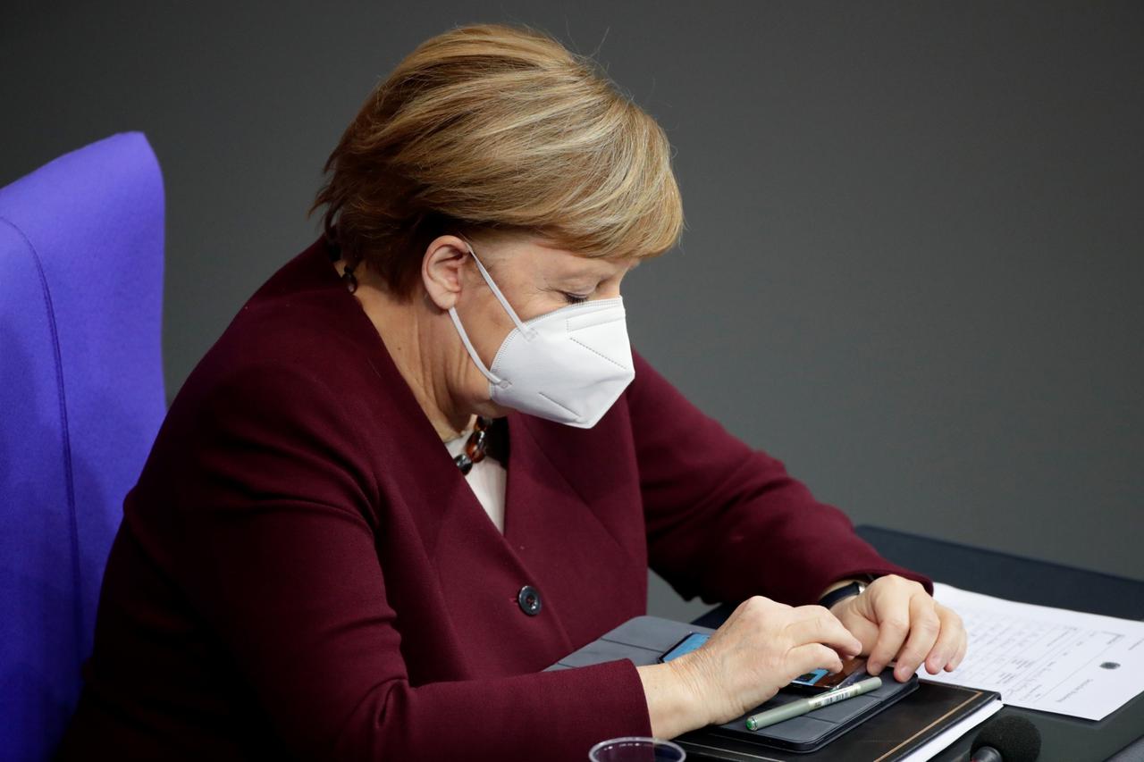 German Chancellor Angela Merkel delivers a speech on the government's response to the coronavirus disease (COVID-19) pandemic in Berlin