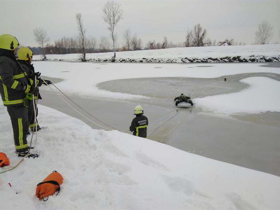 Spašavanje psa iz rijeke u Vukovaru