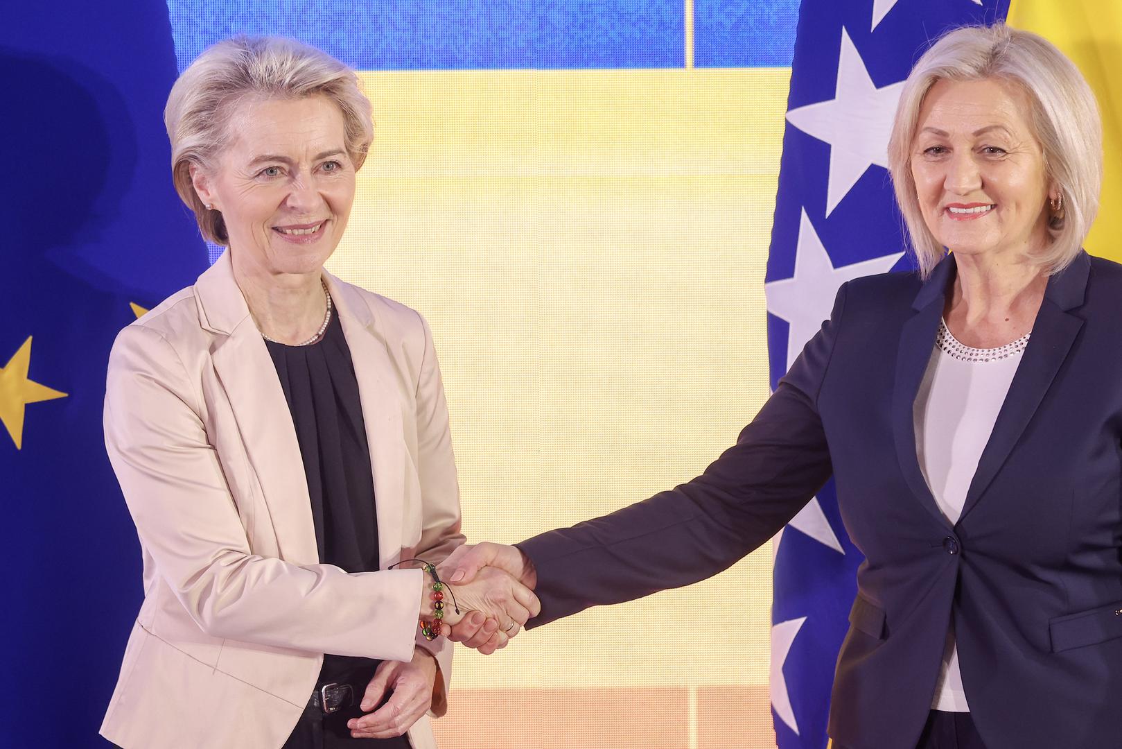 01.11.2023., Sarajevo, Bosna i Hercegovina - Predsjedavajuca Vijeca ministara BiH Borjana Kristo sastala se sa predsjednicom Europske komisije Ursulom von der Leyen. Photo: Armin Durgut/PIXSELL