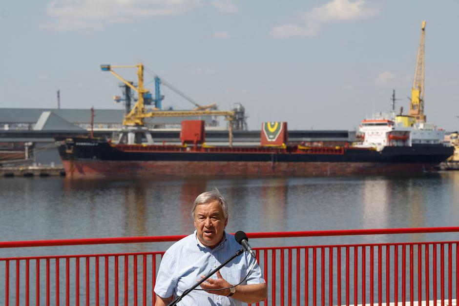 UN Secretary-General Guterres visits the sea port in Odesa