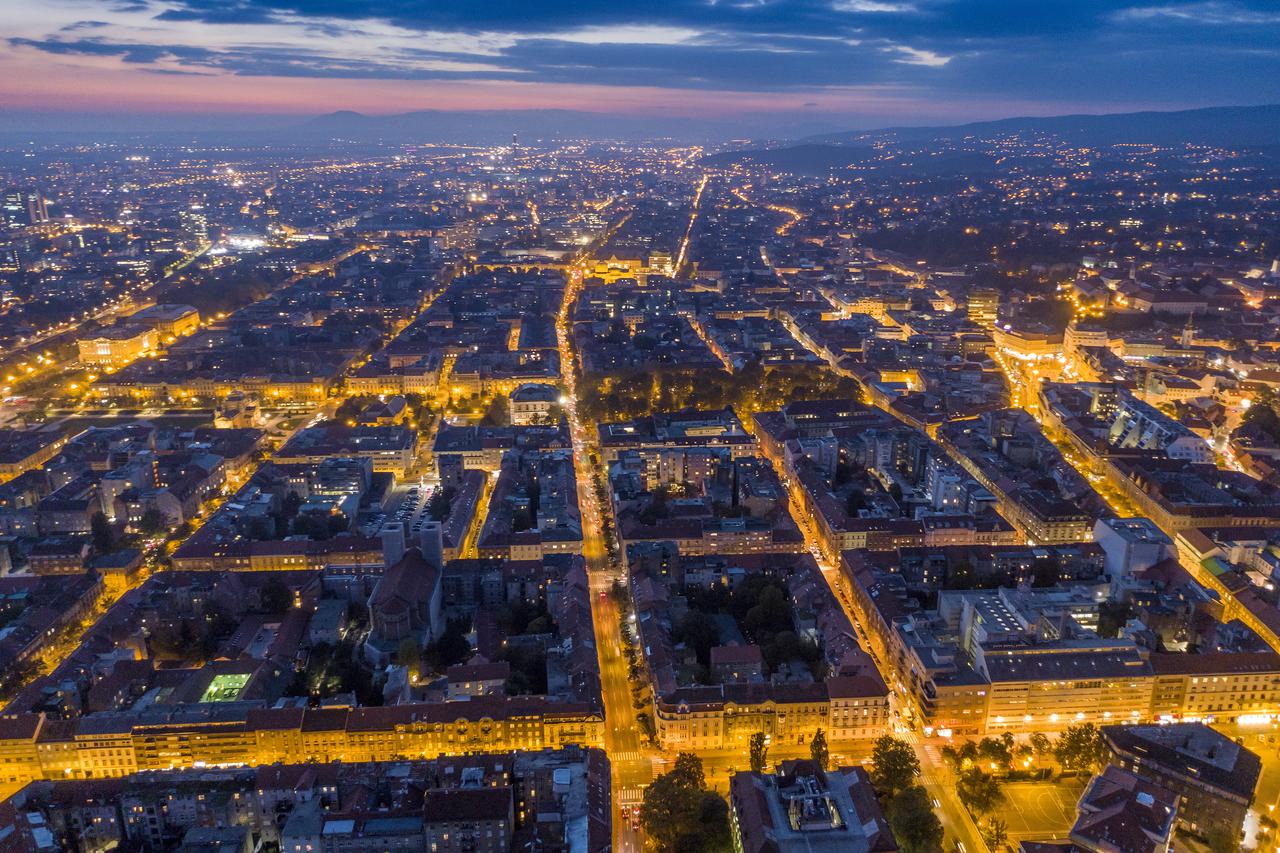 Pogled na centar Zagreba iz zraka