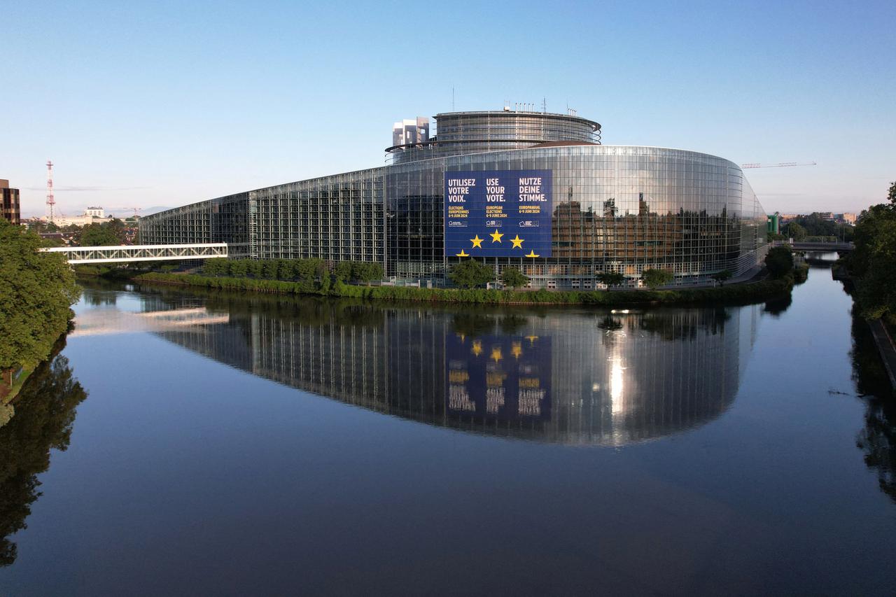 Drone view shows the European Parliament building in Strasbourg
