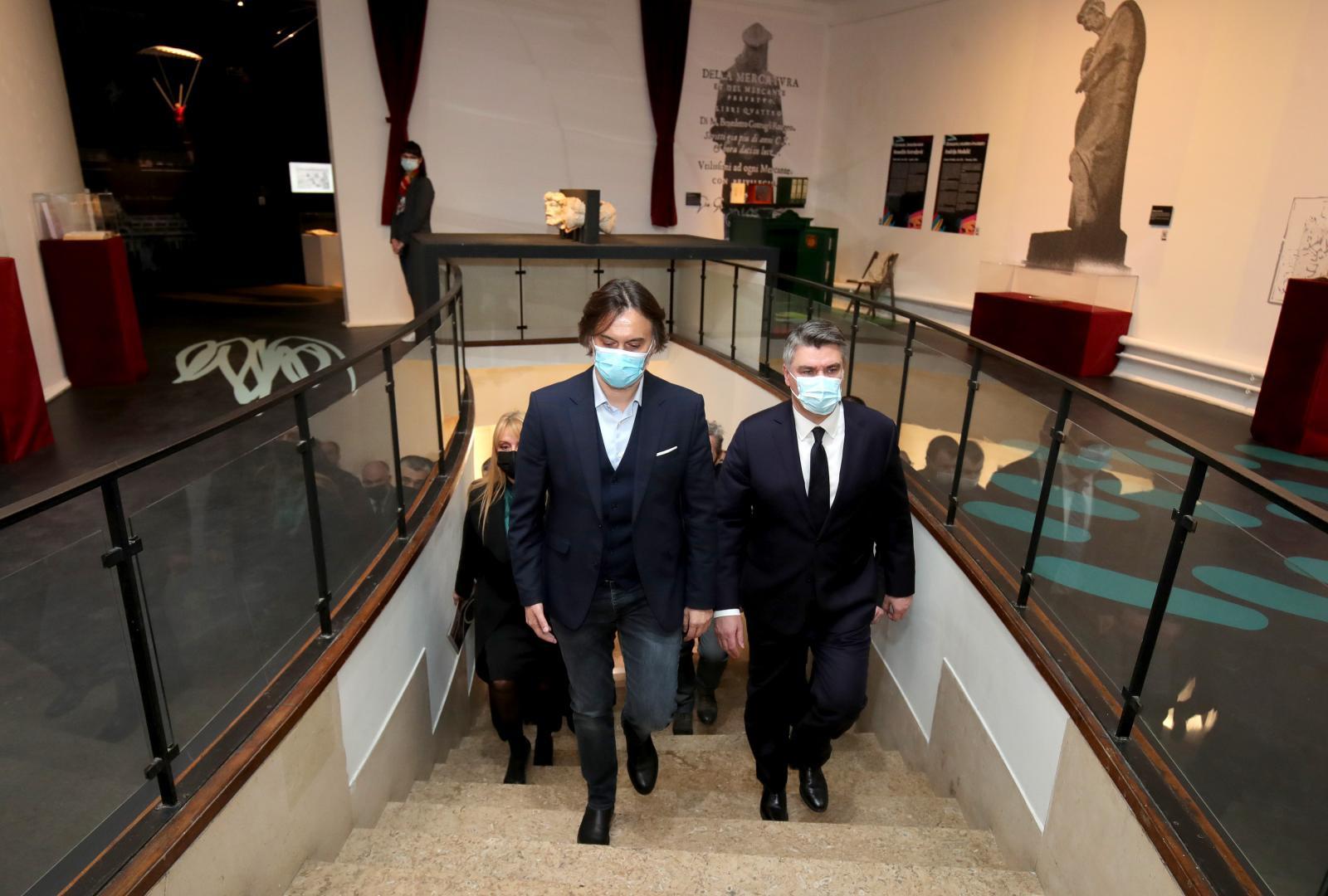 25.02.2021., Zagreb - Predsjednik Republike Zoran Milanovic obisao je multimedijsku izlozbu "Hrvatska svijetu" u Mestrovicevom paviljonu- Photo: Sanjin Strukic/PIXSELL