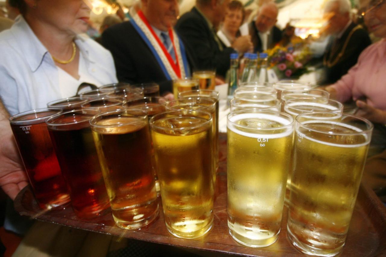 'vino alkohol A waiter carries a tray of wine during the Duerkheimer Wurstmarkt, the world\'s biggest wine fest, in the southwestern German town of Bad Duerkheim September 14, 2007. REUTERS/Alex Grimm