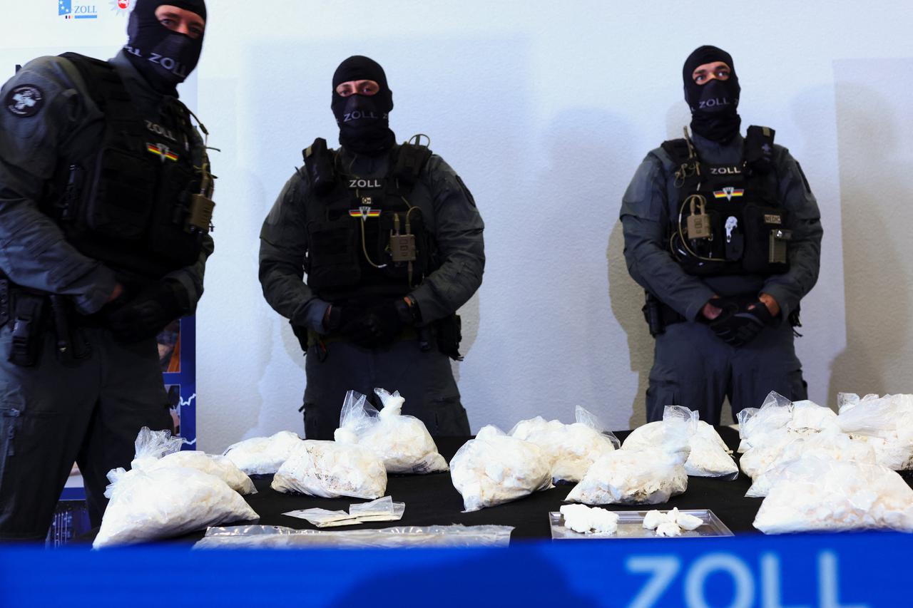 Synthetic drugs are presented at a press conference of German Customs (ZOLL) and German police, in Cologne