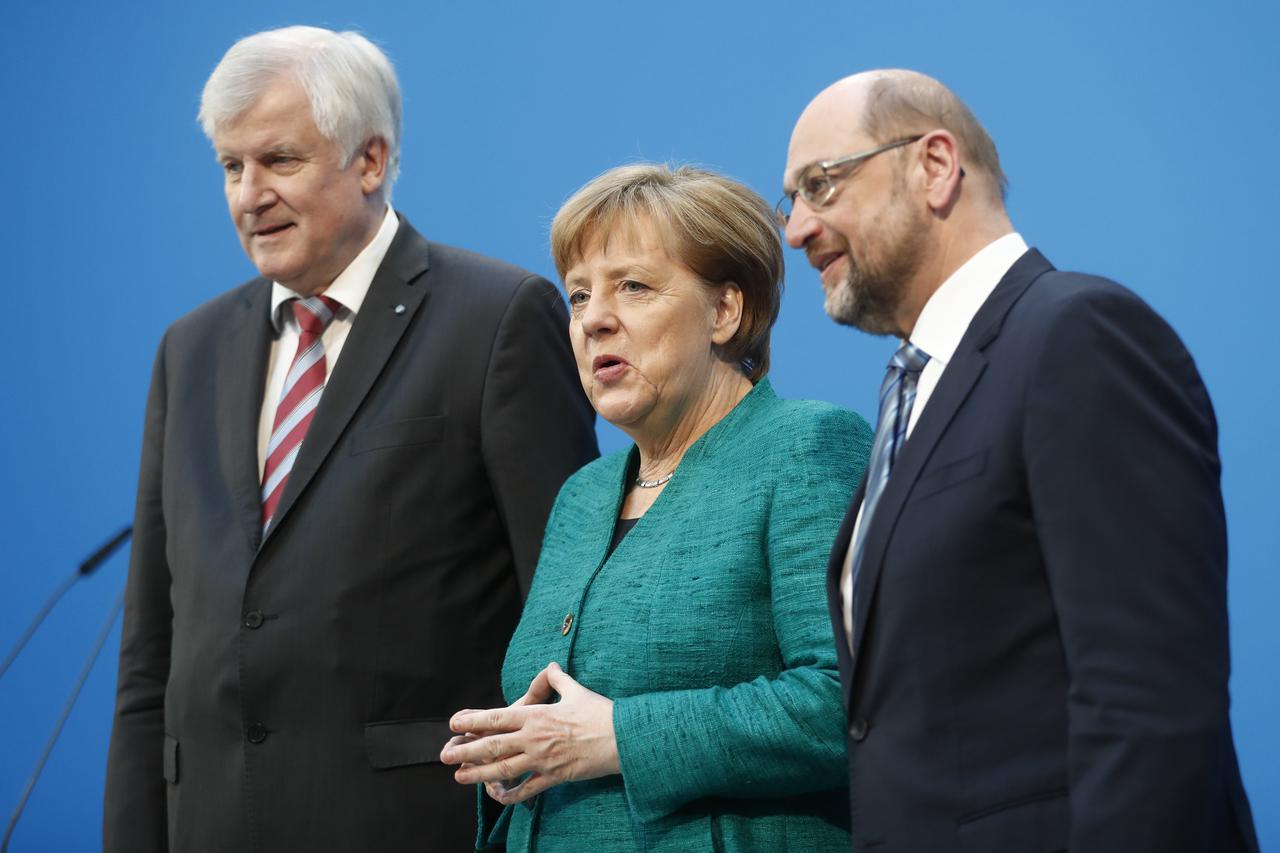 Horst Seehofer, Angela Merkel i Martin Schulz