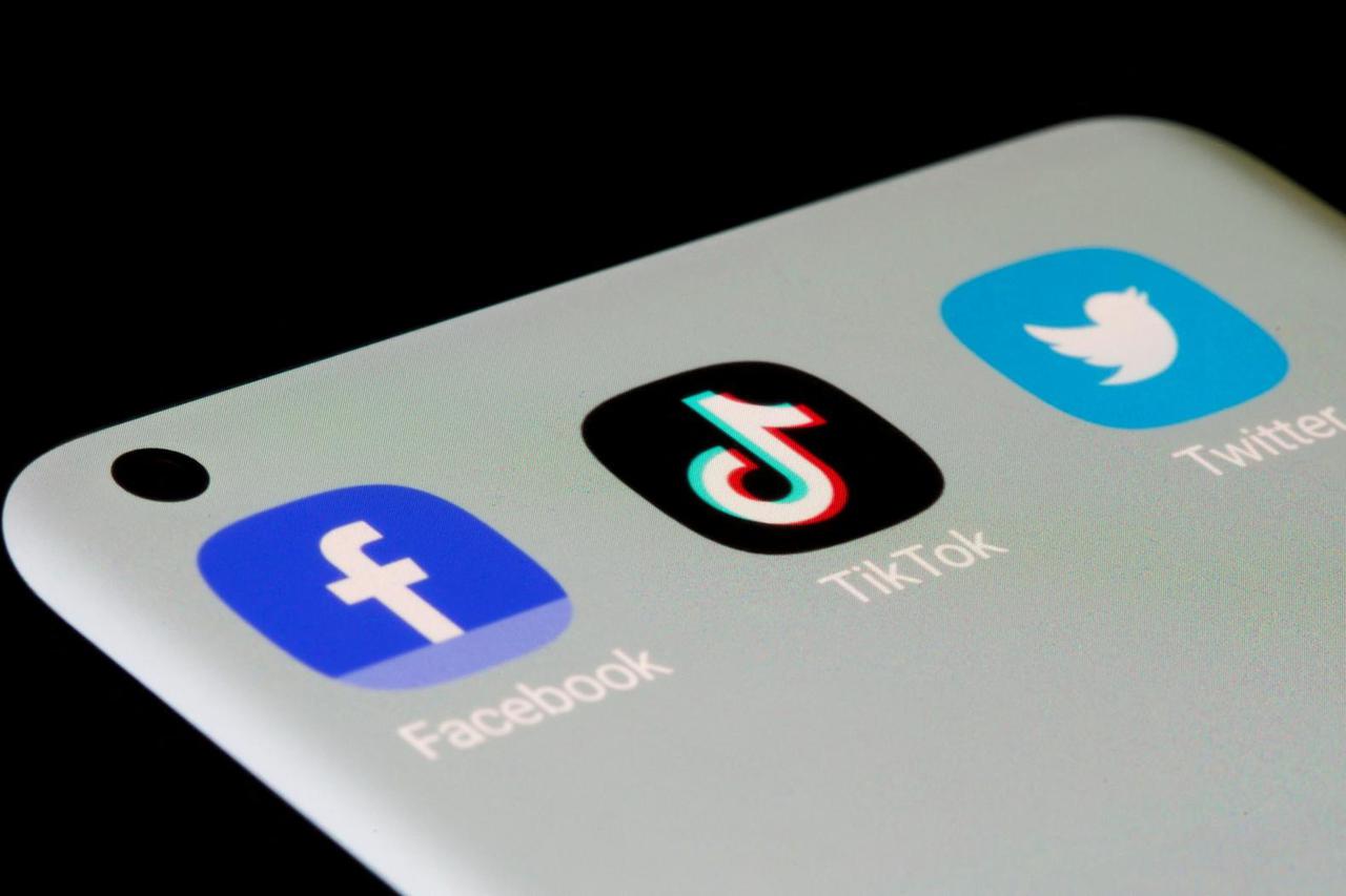 FILE PHOTO: Facebook, TikTok, Twitter apps are seen on a smartphone in this illustration