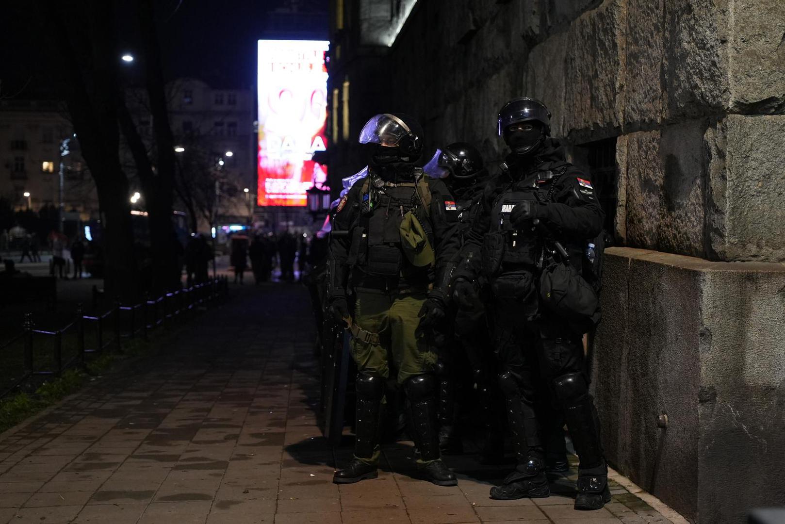 15.03.2025., Beograd, Srbija - Policijske snage rasporedjene na ulicama Beograda. Puno policije nalazi se u Pionirskom parku i ispred Skupstine Srbije. Photo: Dejan Rakita/PIXSELL