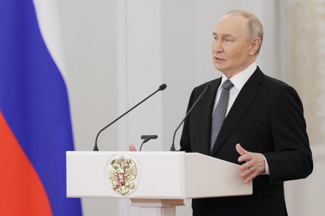 Russian President Putin attends a ceremony marking Heroes of the Fatherland Day in Moscow