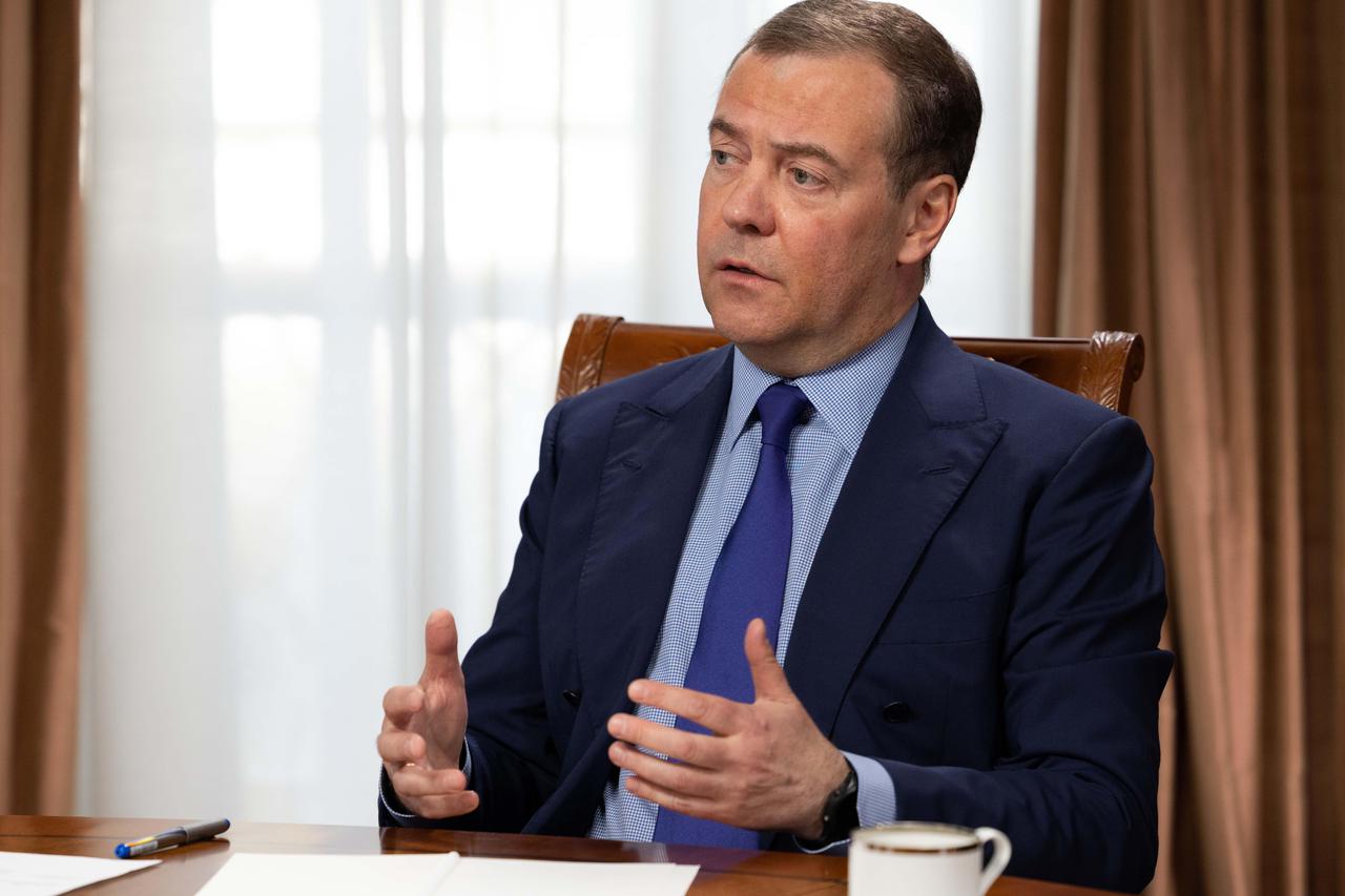 Russian Security Council deputy chief Medvedev gives interview to Russian journalists
