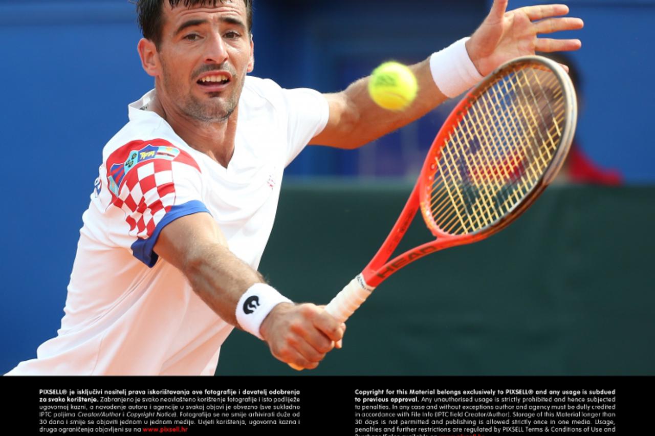 '15.09.2013., stadion Stella Maris, Umag - Kvalifikacije za Svjetsku skupinu Davis cupa, Hrvatska - Velika Britanija, Ivan Dodig - Andy Murray. Photo: Sanjin Strukic/PIXSELL'