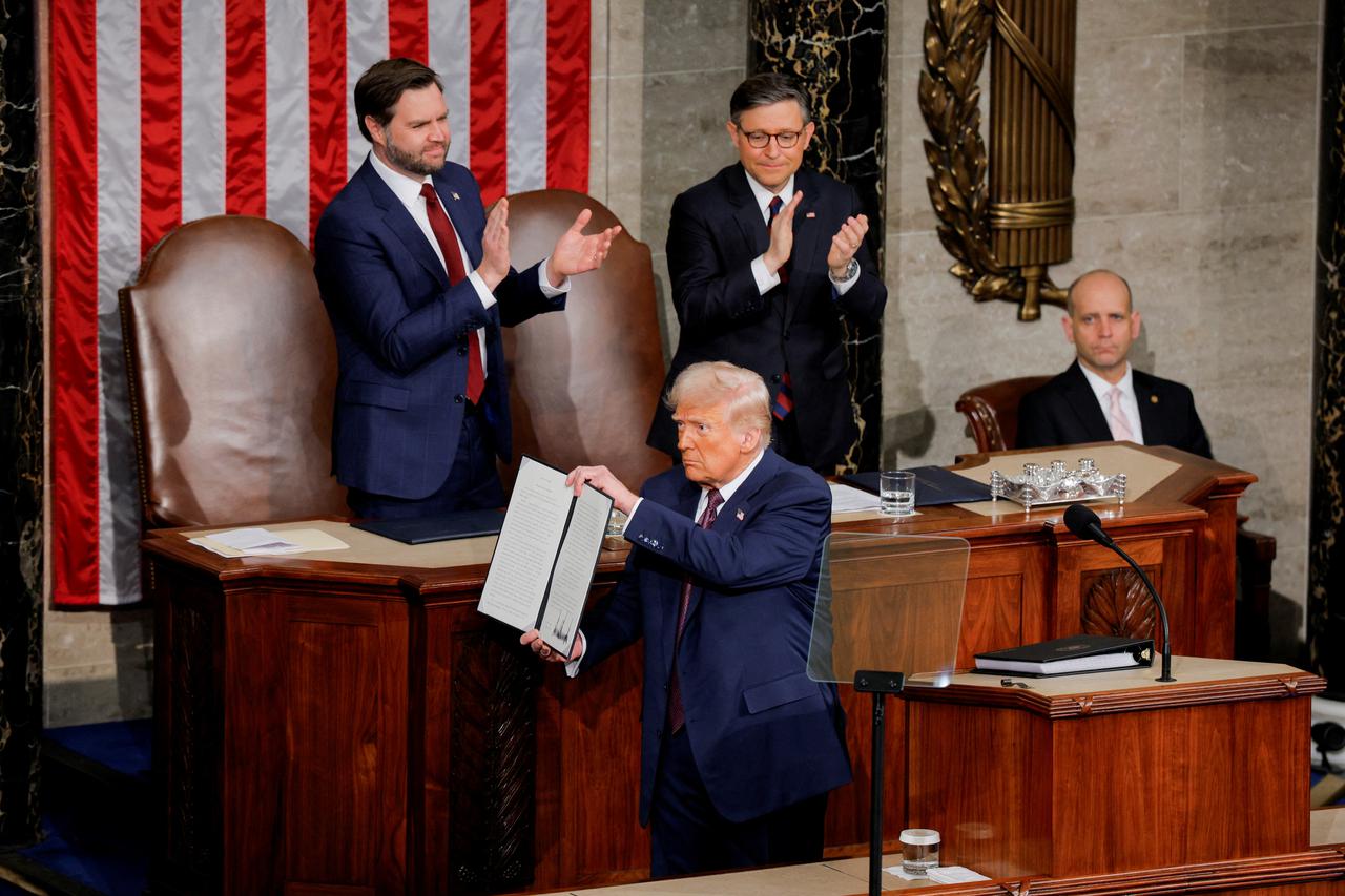 U.S. President Trump delivers a speech to a joint session of Congress