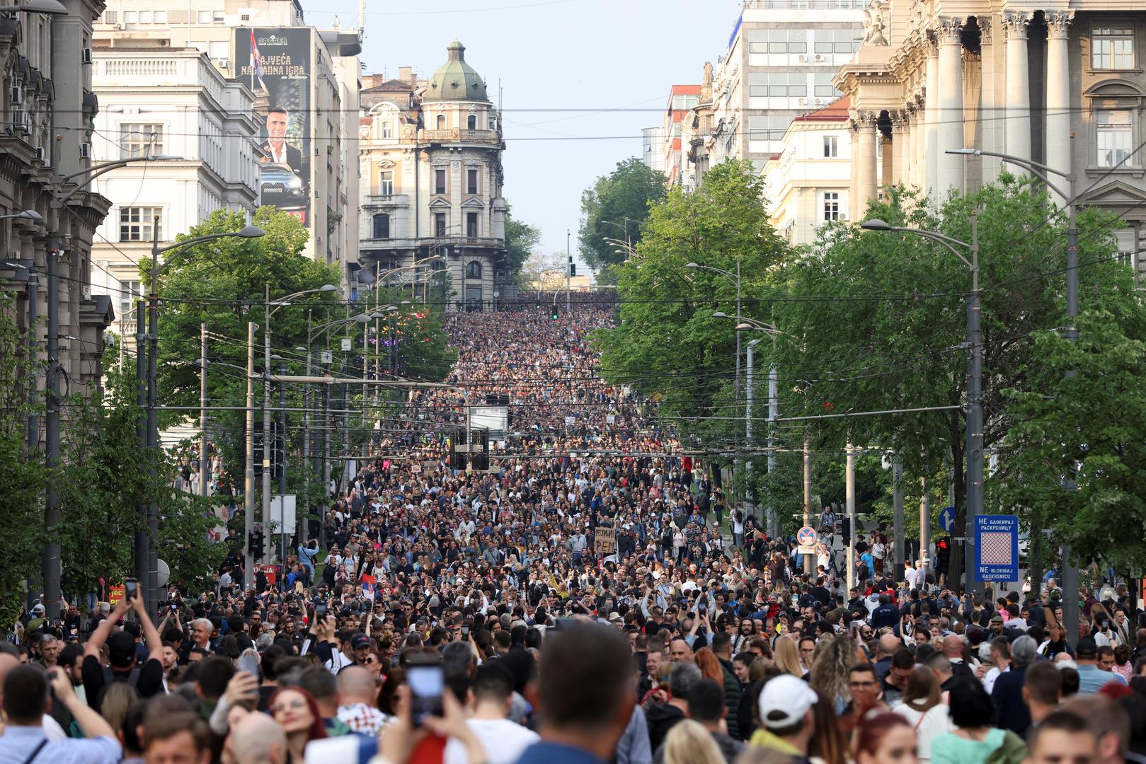 Serbia's main opposition parties protest against violence and in reaction to the two mass shootings in the same week, that have shaken the country, in Belgrade, Serbia, May 19, 2023. REUTERS/Marko Djurica Photo: MARKO DJURICA/REUTERS